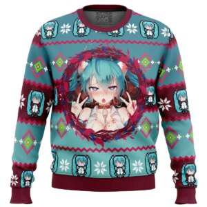 Ahegao Hatsune Miku Ugly Christmas Sweater