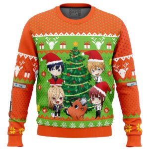 Chibi Chainsaw Man Ugly Christmas Sweater