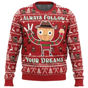 Follow Your Dreams Nightmare on Elm Street Ugly Christmas Sweater