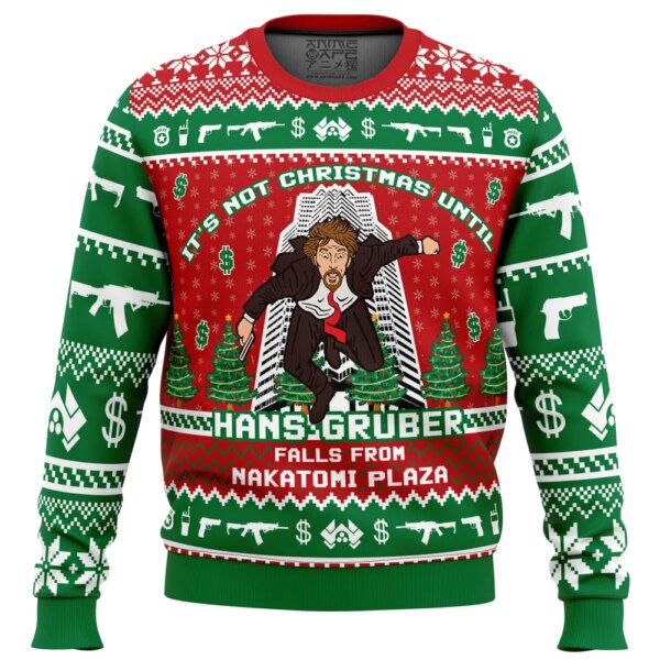 Hans Gruber Fall Nakatomi Plaza Die Hard Ugly Christmas Sweater