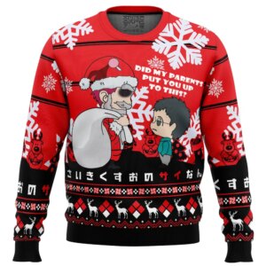 Santa Saiki The Desastrous Life of Saiki K. Ugly Christmas Sweater