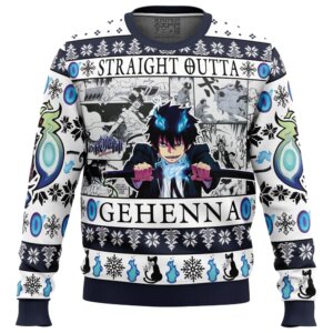 Straight Outta Gehenna Blue Exorcist Ugly Christmas Sweater