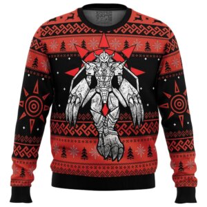 The Strongest Dragon Wargreymon Digimon Ugly Christmas Sweater