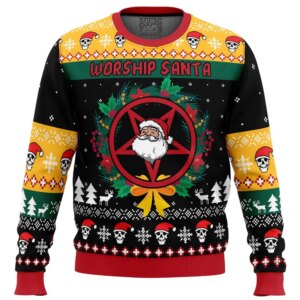 Worship Santa Ugly Christmas Sweater